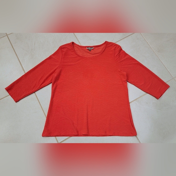 JM Collection Stylist Three Quarter Sleeve Orange Top Sz XL - Picture 1 of 2